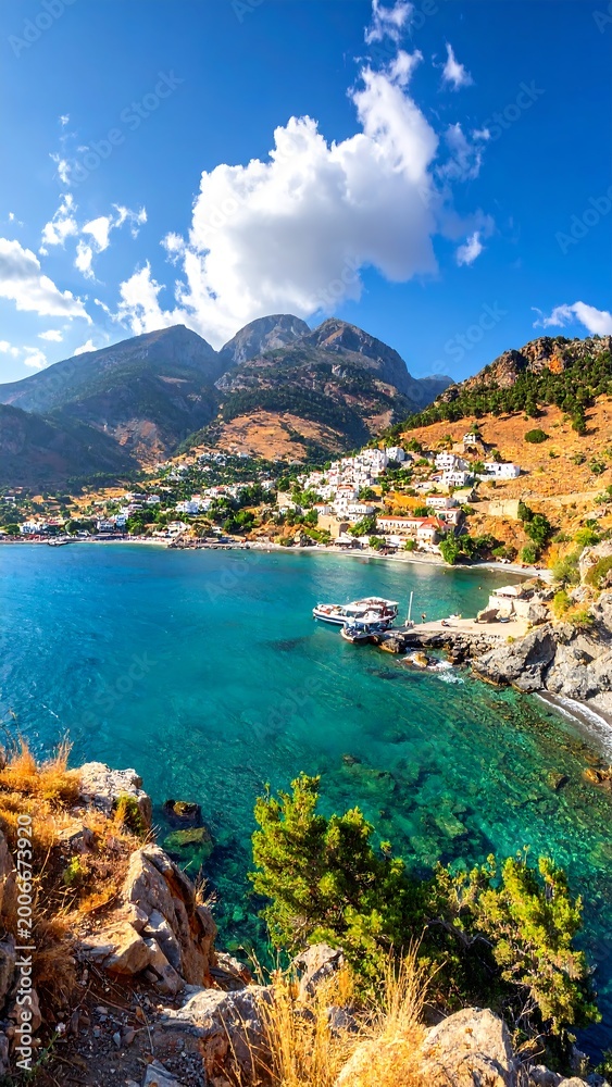 Obraz premium Coastal Village with Greece.