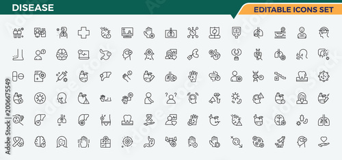 фотографія Disease line icon set