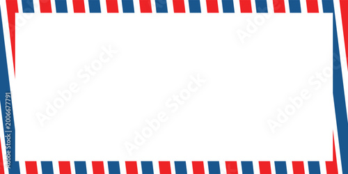 Photography Airmail envelope frame with blue and red stripes on white background