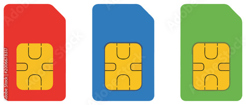 Bild auf Leinwand mobile sim card icon set