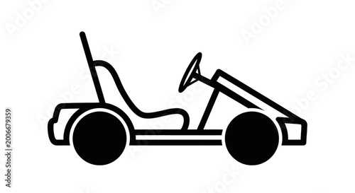 Canvas-taulu Simple Go Kart Outline Icon Vector
