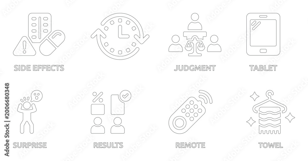 Fototapeta premium Collection of 8 Simple Line Representing Various Concepts