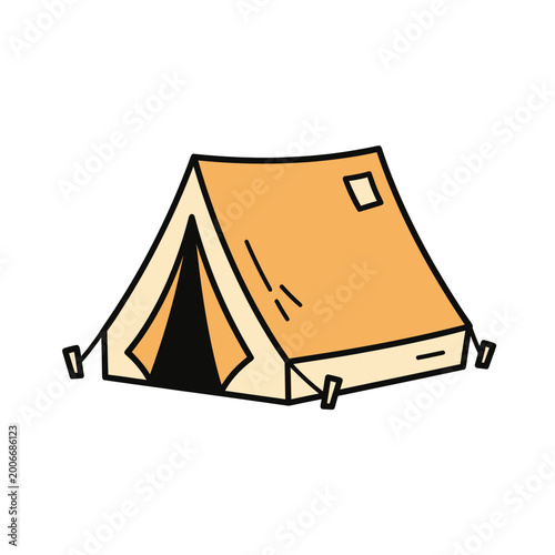 A cartoon tent with open door.