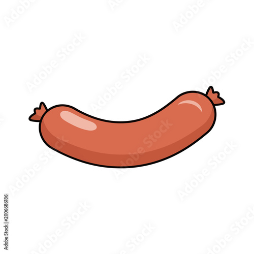 A cartoon style cooked sausage link.