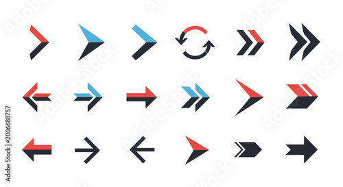 Free Download Diverse collection of directional arrow icons in various styles and colors, symbolizing movement, navigation, and refresh on an isolated white background. - GFXLoad