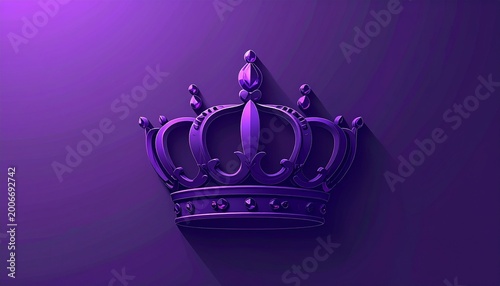 3d royal crown icon glowing on dark purple gradient background royalty concept