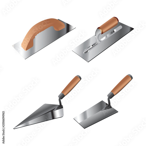 Trowel tool set illustration on white background vol 01