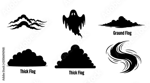 Foto halloween smoke thick fog and ghostly silhouettes set on dark spooky background
