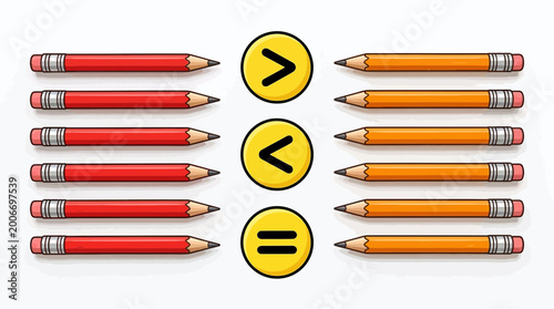 Foto Comparing pencil lengths a visual representation of greater than less than and e