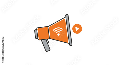 Foto Megaphone with WiFi Signal Icon.