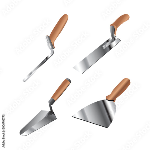 Trowel tool set illustration on white background vol 02