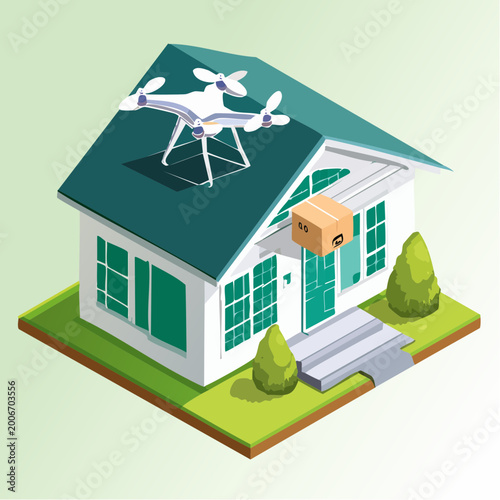 3D Isometric Autonomous Drone Delivery at Smart Home