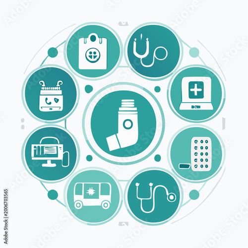Medical IoT and Health Tech Inverted Circle Icons
