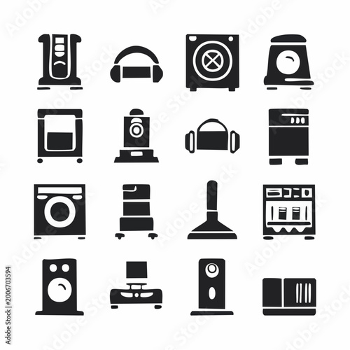 Smart Home Appliance Solid Glyph Icon Set