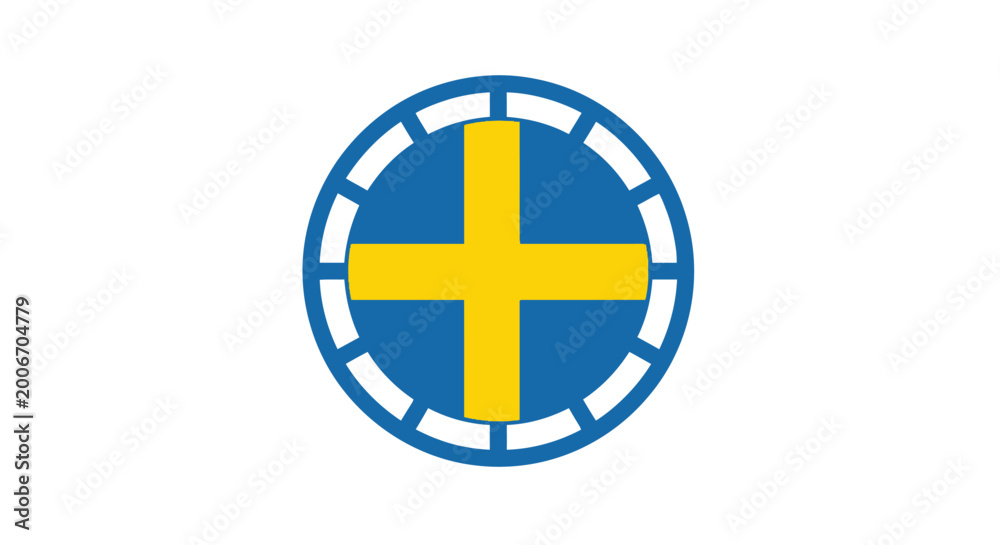 Fototapeta premium Sweden flag symbol icon blue.