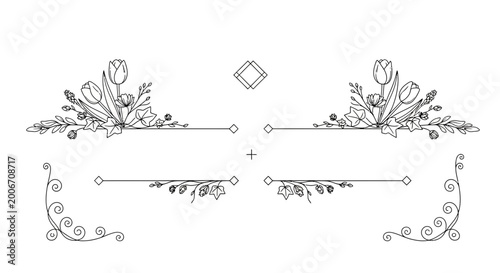 Elegant floral ornament vector designs for decoration and wedding invitations