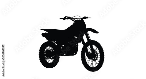 Canvas-taulu Dirt bike motorcycle in black silhouette against a white background silhouette h