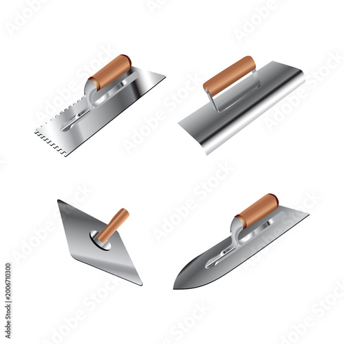 Trowel tool set illustration on white background vol 03