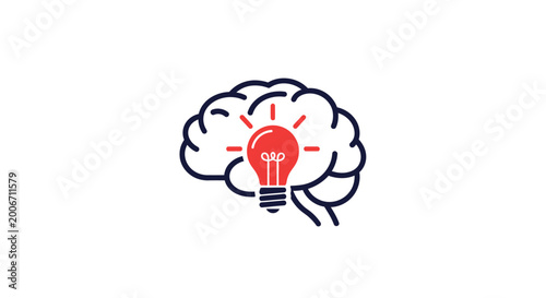 Photos Brain with glowing lightbulb idea concept.