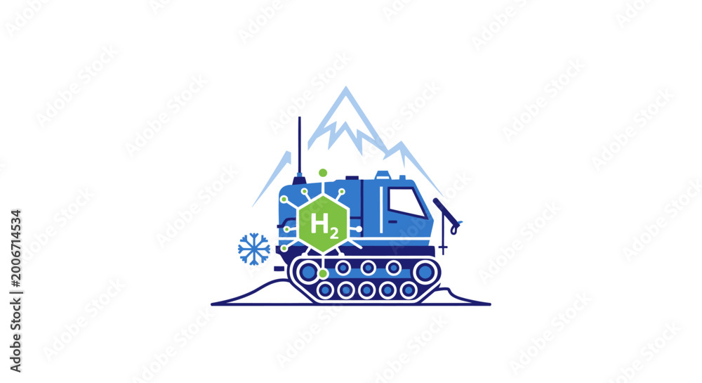 Naklejka premium Snowcat Vehicle Winter Transport Machine.