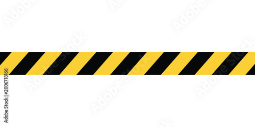 Billede på lærred Caution tape yellow and black isolated on white and transparent background under