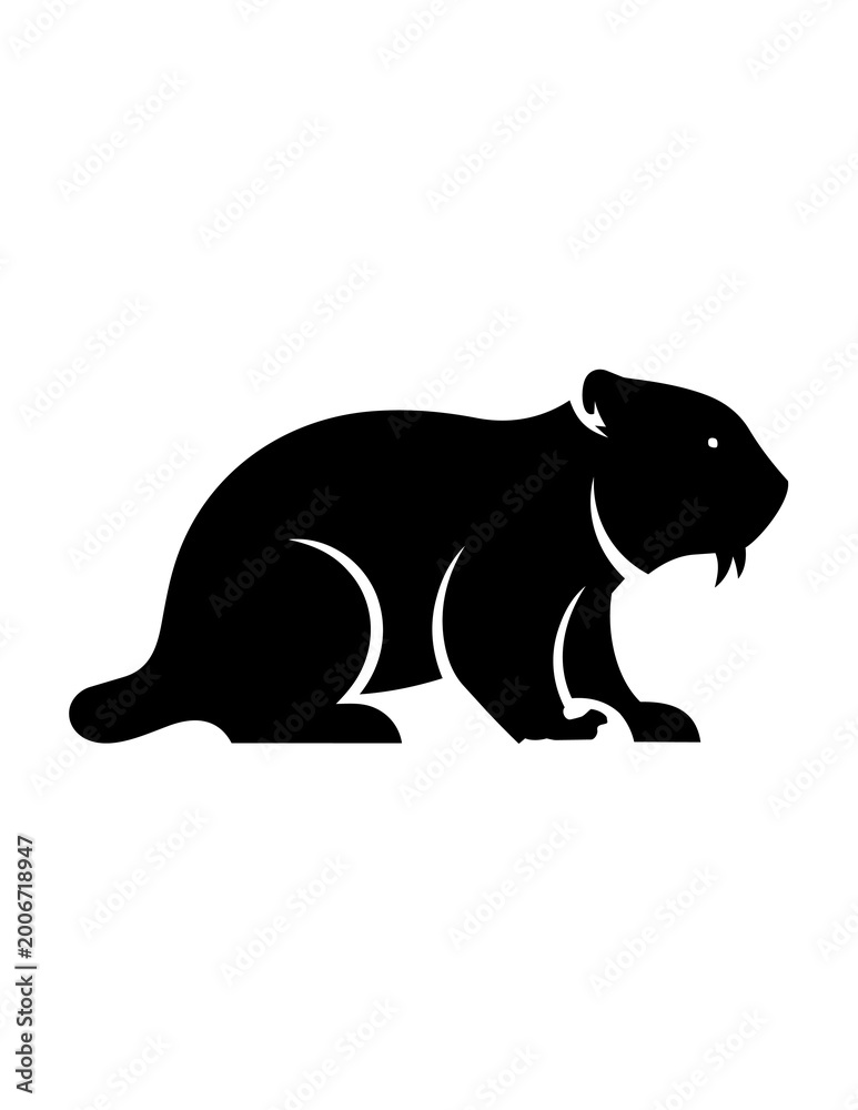 Fototapeta premium Black silhouette of a wolverine.