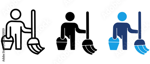 Εκτύπωση καμβά Professional Cleaning Services and Janitorial icon collection.