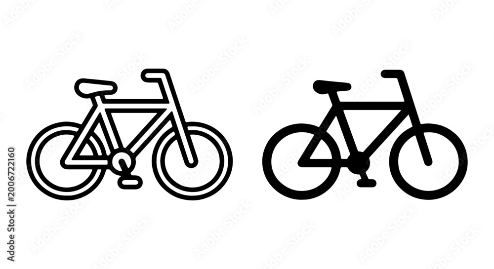 Fototapeta premium Two bicycle icons in black and white line art style