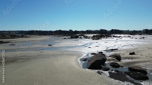 Vue aérienne de la Côte de Granit Rose en Bretagne - France