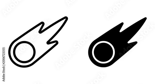 Photos Two comet or meteor icons in black and white