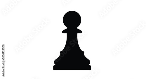 Quadro su tela Black chess pawn silhouette on a white background simple game piece outline silh