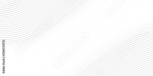 Abstract dotted wave line background. Light grey dynamic dash stripe texture. Warped and curved lines wallpaper for tech design template, presentation, brochure, leaflet, booklet. Vector backdrop