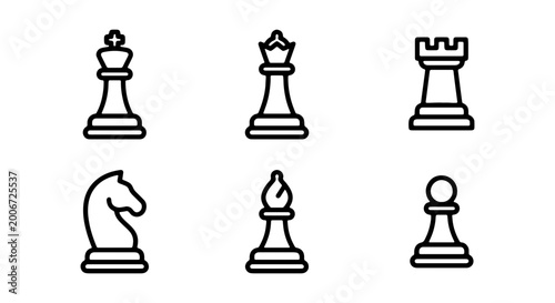 Obraz na plátně Set of six different chess pieces