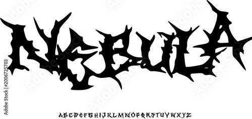 Nebula Extreme Black Metal Font Alphabet – Chaotic Thorn Spiky Display Typeface with Brutal Dark Aesthetic for Death Metal Logos, Underground Branding, Album Covers & Aggressive Typography Design