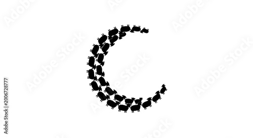 Φωτογραφία Flock of Birds in Crescent Shape.