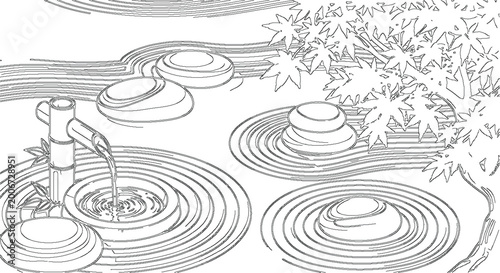 Tranquil Meditation Stones and Harmony Pattern Vector Sketch