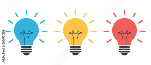 Light Bulb Icon, Vector Illustration on White Background Representing Ideas, Innovation, Creativity, and Concept Development