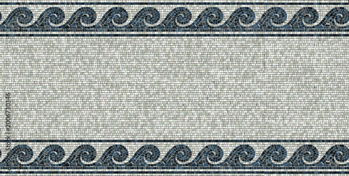 Foto Ancient Greek wave mosaic pattern with decorative border