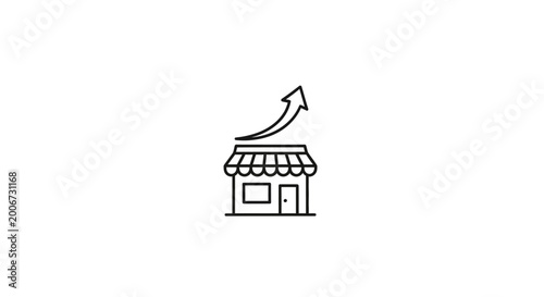 Schilderij op canvas Simple line drawing of a shop.