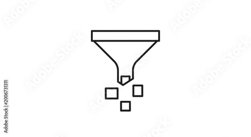 Simple Line Drawing of Funnel Pouring Cubes.
