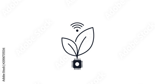 Simple Line Drawing of Sprouting Seedling with Signal.