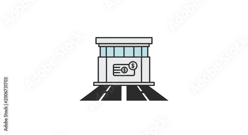 Simple modern gas station building.