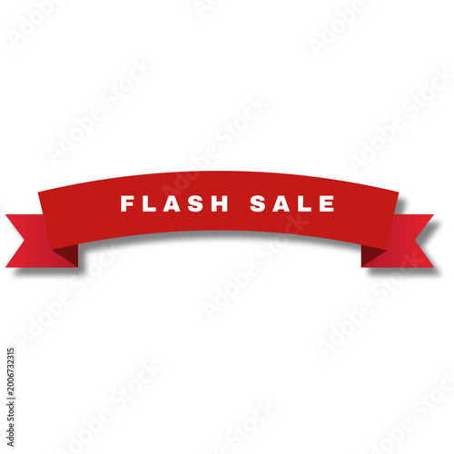 Premium Red 3D Flash Sale Ribbon Vector Banner for E-commerce Promotion