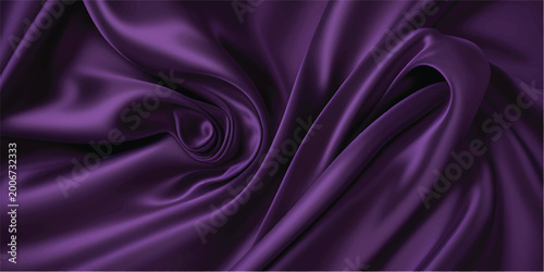 Foto Smooth violet and purple silk fabric background with elegant satin waves and a s