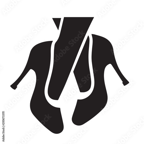 Quadro su tela Stylized icon of high heels and legs crossing with black and white dress code sh