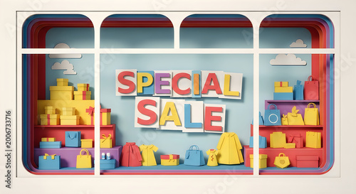 Creative Paper Cutout Shop Window Special Sale Display