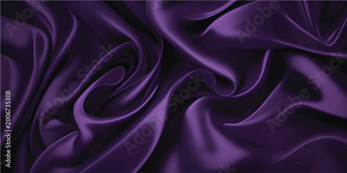 Elegant waves of smooth purple and pink silk fabric create a luxury satin textile background with soft shiny curves and drapery for a sophisticated cloth texture backdrop