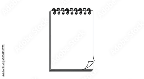Tableau sur toile spiral notebook silhouette with blank pages and metal coil binding isolated on w