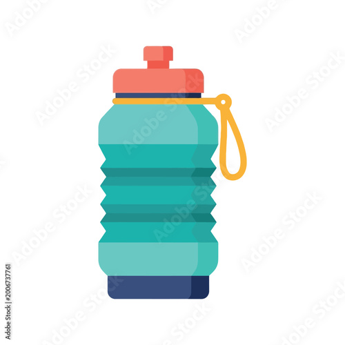 Photos Collapsible blue water bottle for sports and hiking with a convenient carry stra