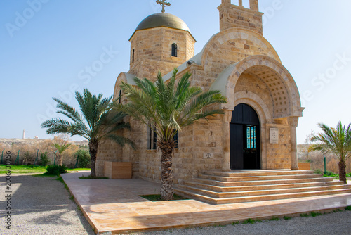 Konstfotografi St John the Roman Baptist Catholic Church in Jordan, Near Border with Israel